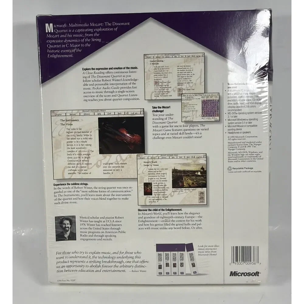 Microsoft Multimedia Mozart The Dissonant Quartet PC CD-ROM Window New & Sealed